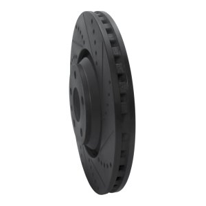 Audi TTS Quattro Brake Rotor (1) - Front Right - R1 Concepts - Drilled & Slotted - Black - `08-`11